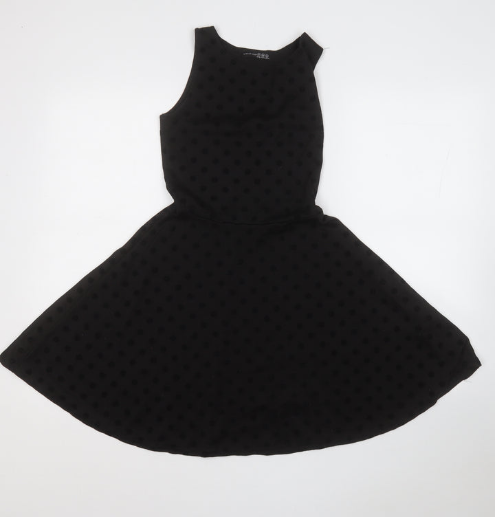 Atmosphere Womens Black Polka Dot Polyester Fit & Flare  Size 8  Round Neck