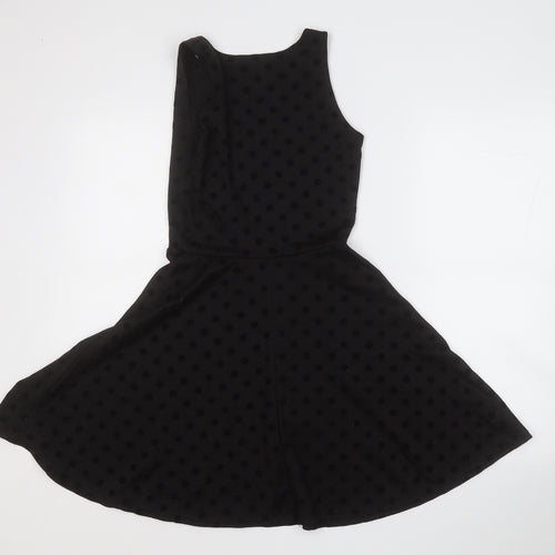 Atmosphere Womens Black Polka Dot Polyester Fit & Flare  Size 8  Round Neck