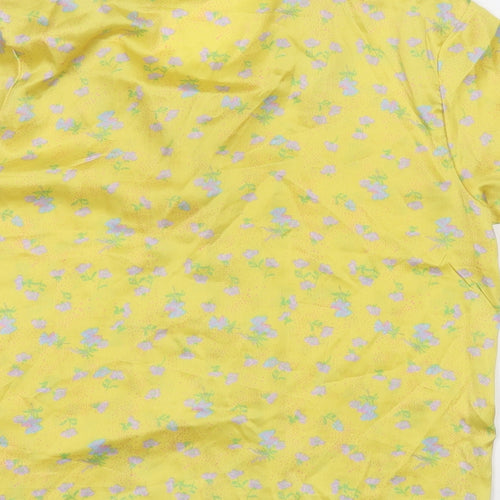 ASOS Womens Yellow Floral Polyester Basic Button-Up Size 8 Collared
