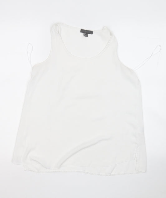 Front view of Primark women’s white polyester basic blouse, size UK 12, round neck