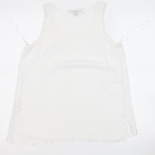 Primark Womens White  Polyester Basic Blouse Size 12 Round Neck