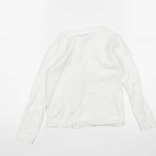 F&F Girls White Round Neck  Cotton Cardigan Jumper Size 5-6 Years