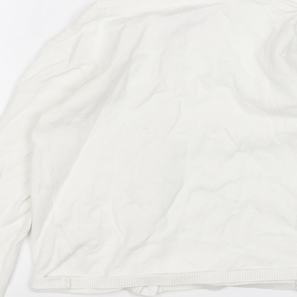 F&F Girls White Round Neck  Cotton Cardigan Jumper Size 5-6 Years
