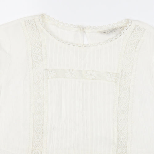 F&F Womens White Round Neck Geometric Viscose Pullover Jumper Size 12