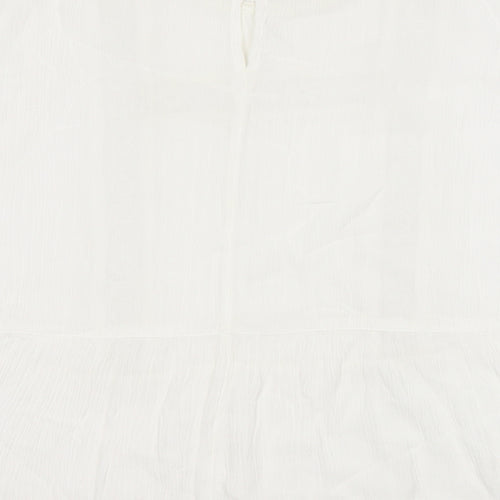 F&F Womens White Round Neck Geometric Viscose Pullover Jumper Size 12