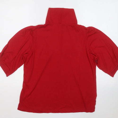 George Womens Red Mock Neck  Polyester Pullover Jumper Size 14