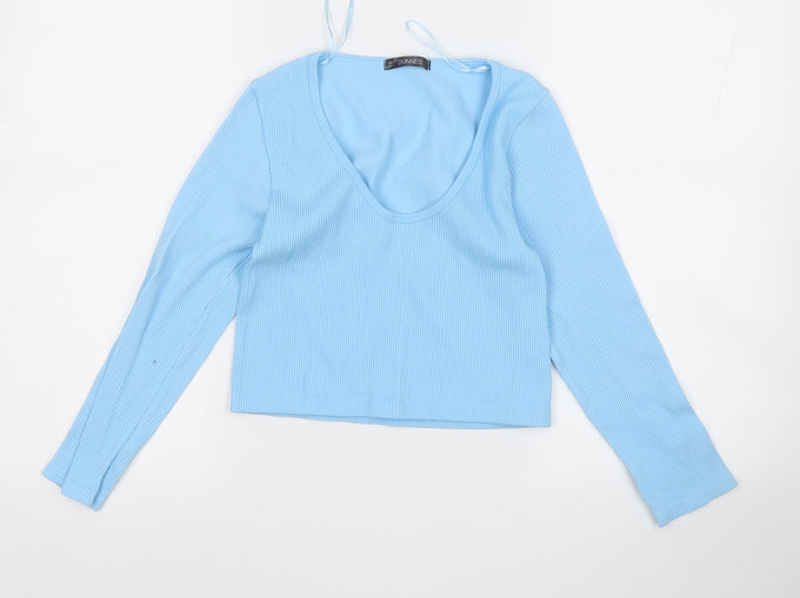 Dunnes Stores Womens Blue V-Neck Polyimide Pullover Jumper Size M