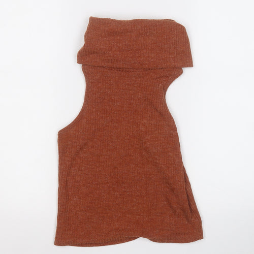 glamrous Womens Brown Roll Neck  Acrylic Pullover Jumper Size S