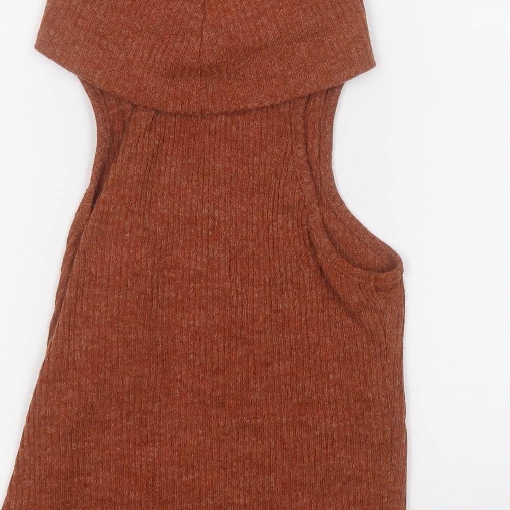 glamrous Womens Brown Roll Neck  Acrylic Pullover Jumper Size S