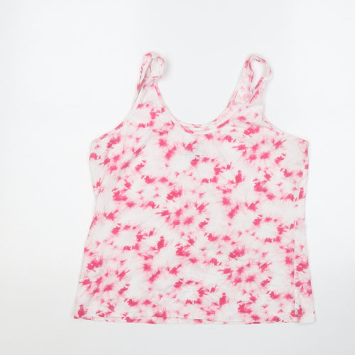 Primark Womens Pink Geometric Cotton Basic Tank Size 16 Round Neck