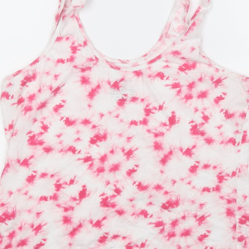 Primark Womens Pink Geometric Cotton Basic Tank Size 16 Round Neck