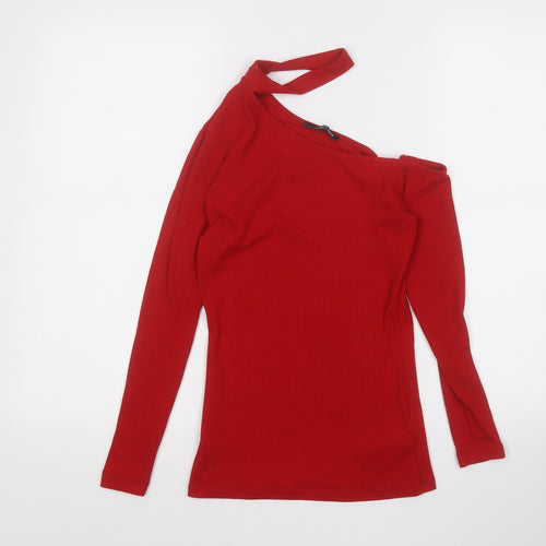 TALLY WEiJL Womens Red Round Neck  Polyester Pullover Jumper Size S