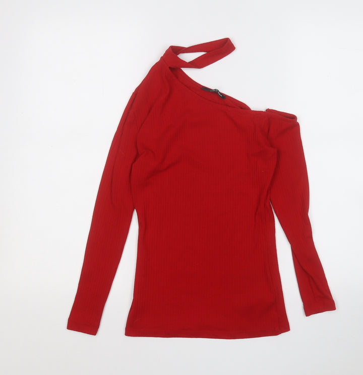 TALLY WEiJL Womens Red Round Neck Polyester Pullover Jumper Size S