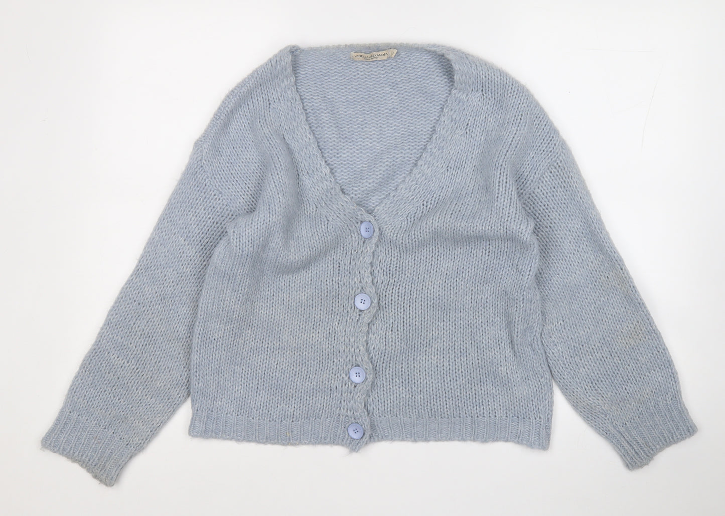 vanessa alexandra  Womens Blue V-Neck  Acrylic Cardigan Jumper Size M