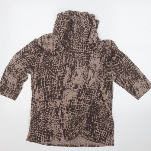 Tigi Womens Brown Roll Neck Geometric Polyester Pullover Jumper Size 12