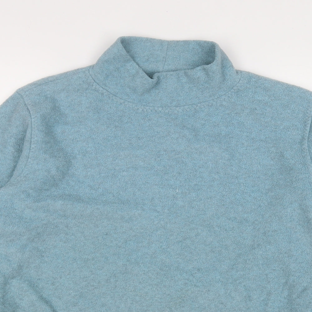 Active Womens Blue Mock Neck  Polyester Pullover Jumper Size 10