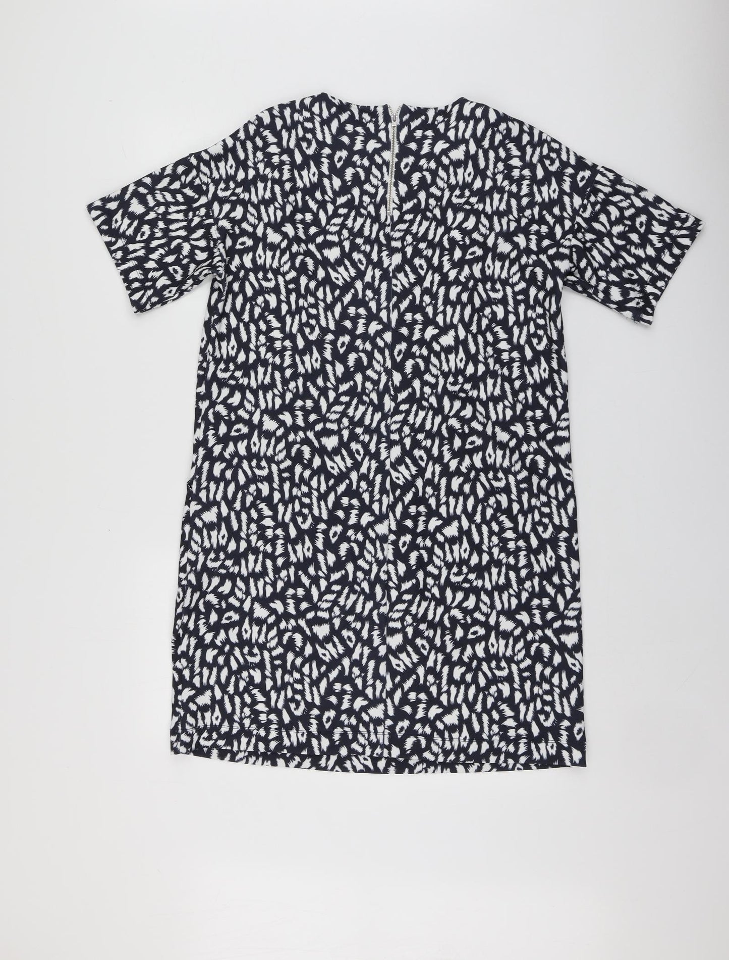 Warehouse Womens Blue Animal Print Polyester A-Line  Size 12  Round Neck