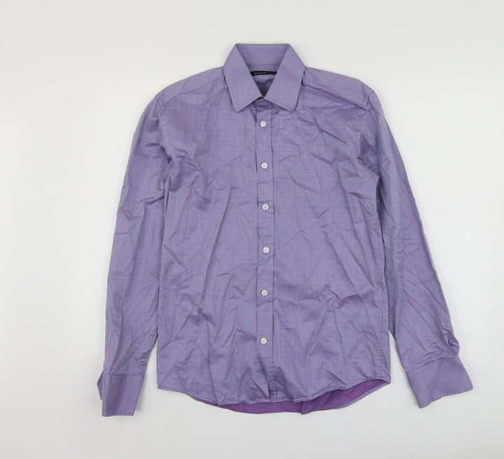 Selected Mens Purple Cotton Button-Up Size S Collared