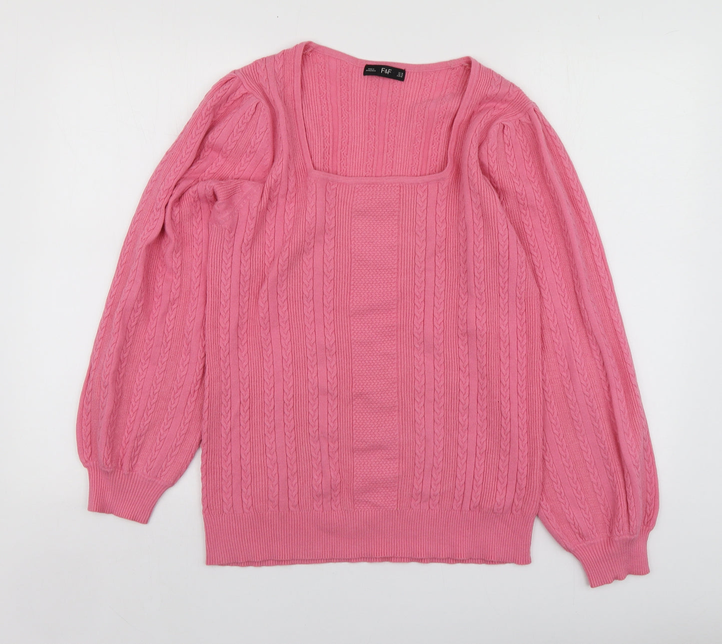 F&F Womens Pink Round Neck  Viscose Pullover Jumper Size 18