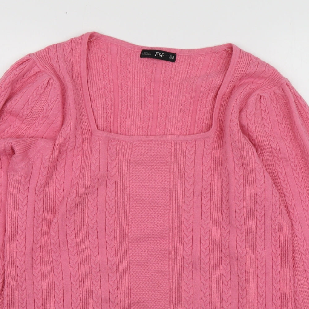 F&F Womens Pink Round Neck  Viscose Pullover Jumper Size 18
