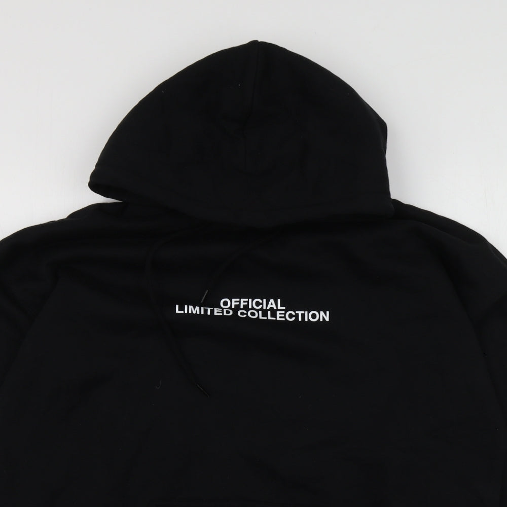 Boohoo Womens Black Geometric Cotton Pullover Hoodie Size L