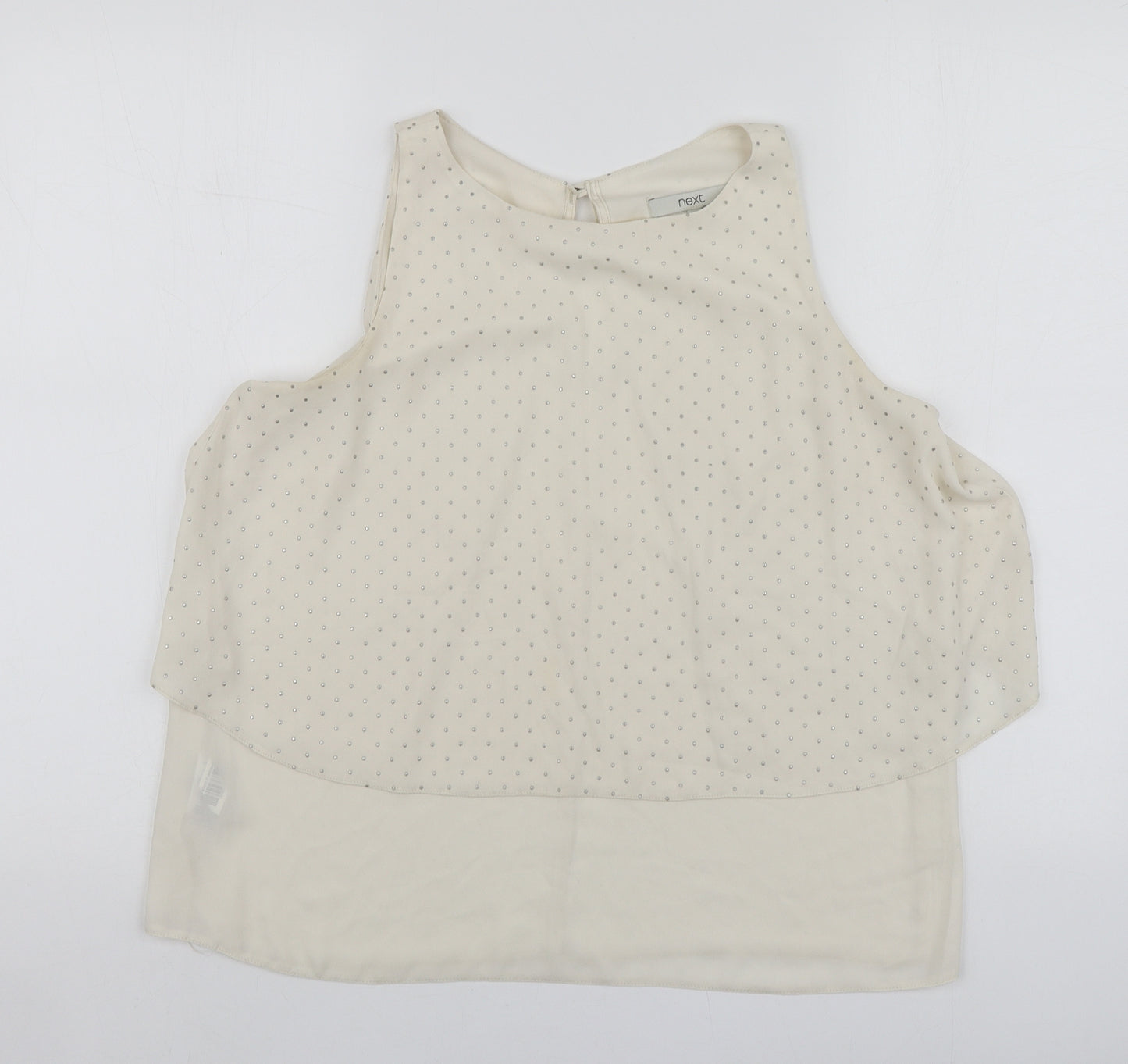NEXT Womens Beige  Polyester Basic Blouse Size 12 Round Neck