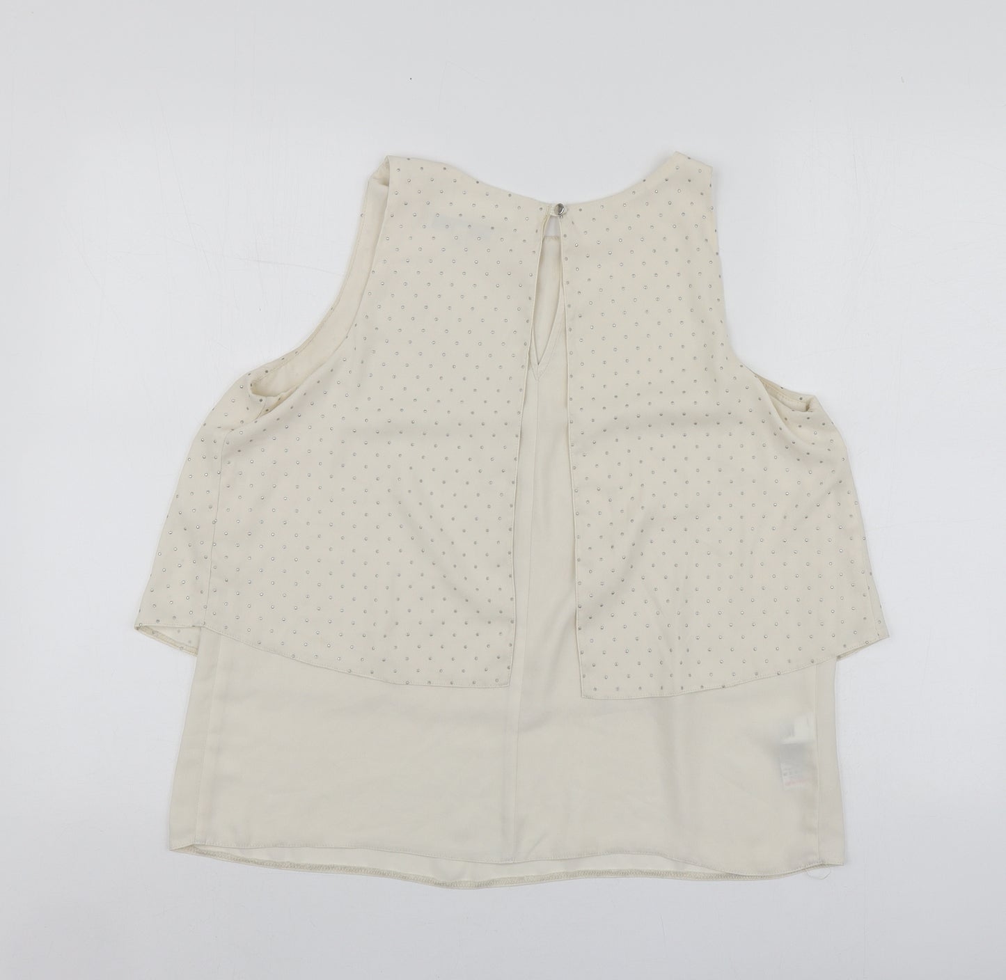 NEXT Womens Beige  Polyester Basic Blouse Size 12 Round Neck