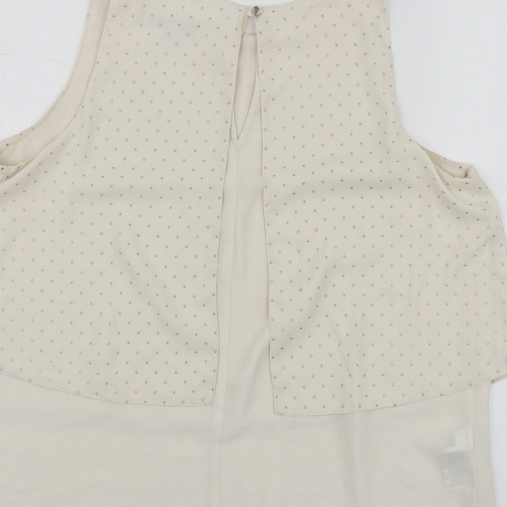 NEXT Womens Beige  Polyester Basic Blouse Size 12 Round Neck