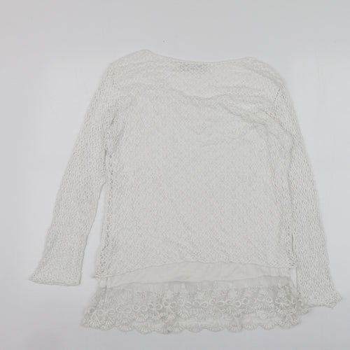 LV Clothhing Womens White  Polyester Basic Blouse Size S Round Neck