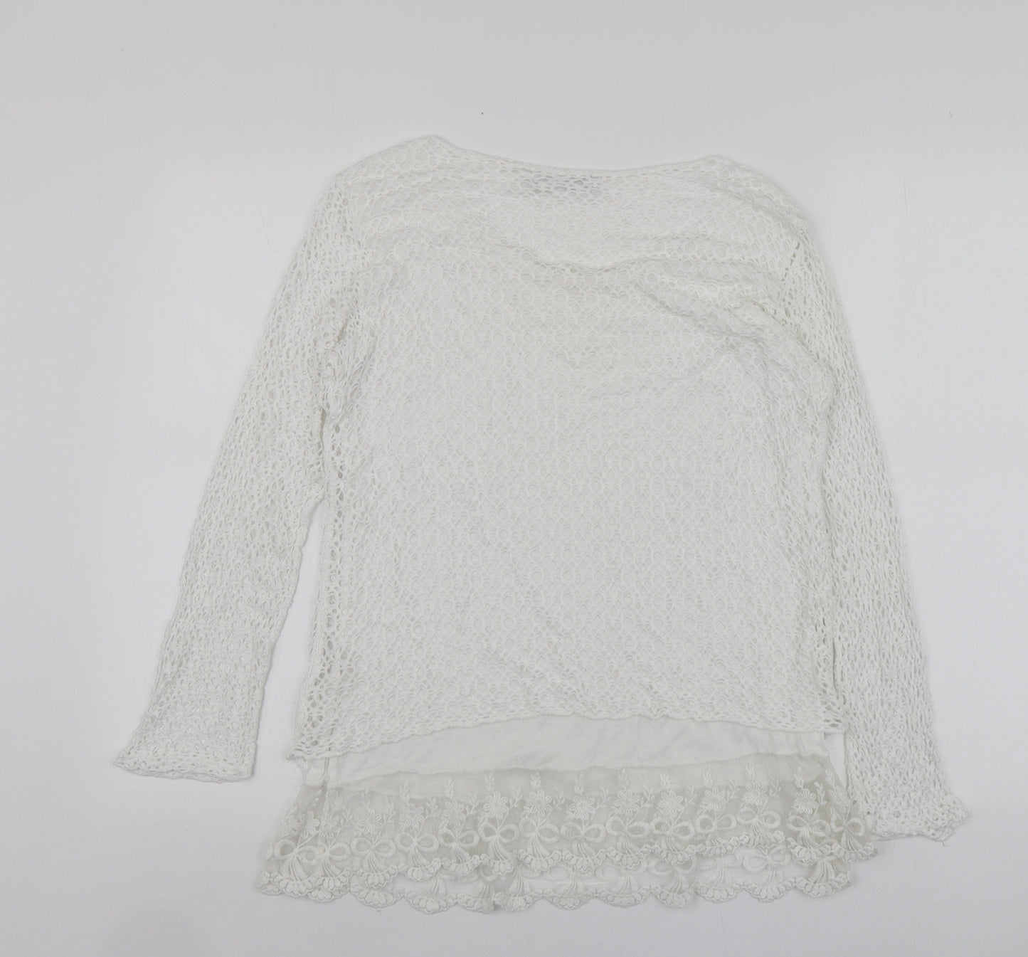 LV Clothhing Womens White  Polyester Basic Blouse Size S Round Neck