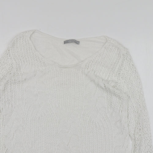LV Clothhing Womens White  Polyester Basic Blouse Size S Round Neck