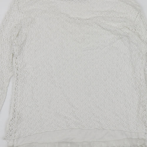 LV Clothhing Womens White  Polyester Basic Blouse Size S Round Neck