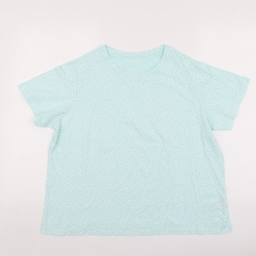 Dunnes Stores Womens Blue Polka Dot Cotton Basic T-Shirt Size L Round Neck