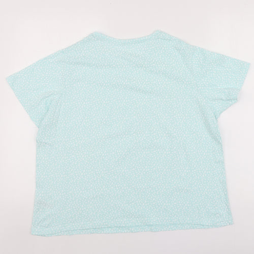 Dunnes Stores Womens Blue Polka Dot Cotton Basic T-Shirt Size L Round Neck