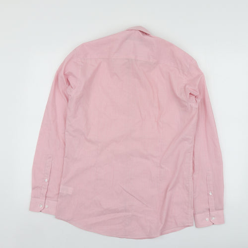 Cedar Wood State Mens Pink  Polyester  Button-Up Size 15 Collared