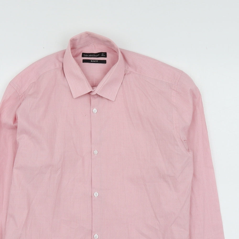 Cedar Wood State Mens Pink  Polyester  Button-Up Size 15 Collared