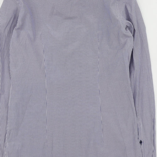 NEXT Mens Blue Striped Polyester  Button-Up Size 15 Collared