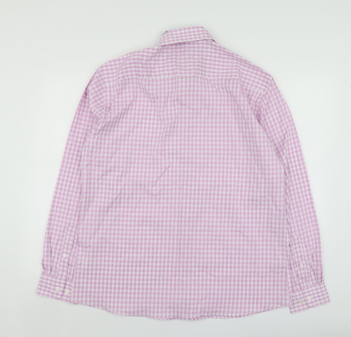 New Haven Mens Pink Check Cotton  Button-Up Size L Collared
