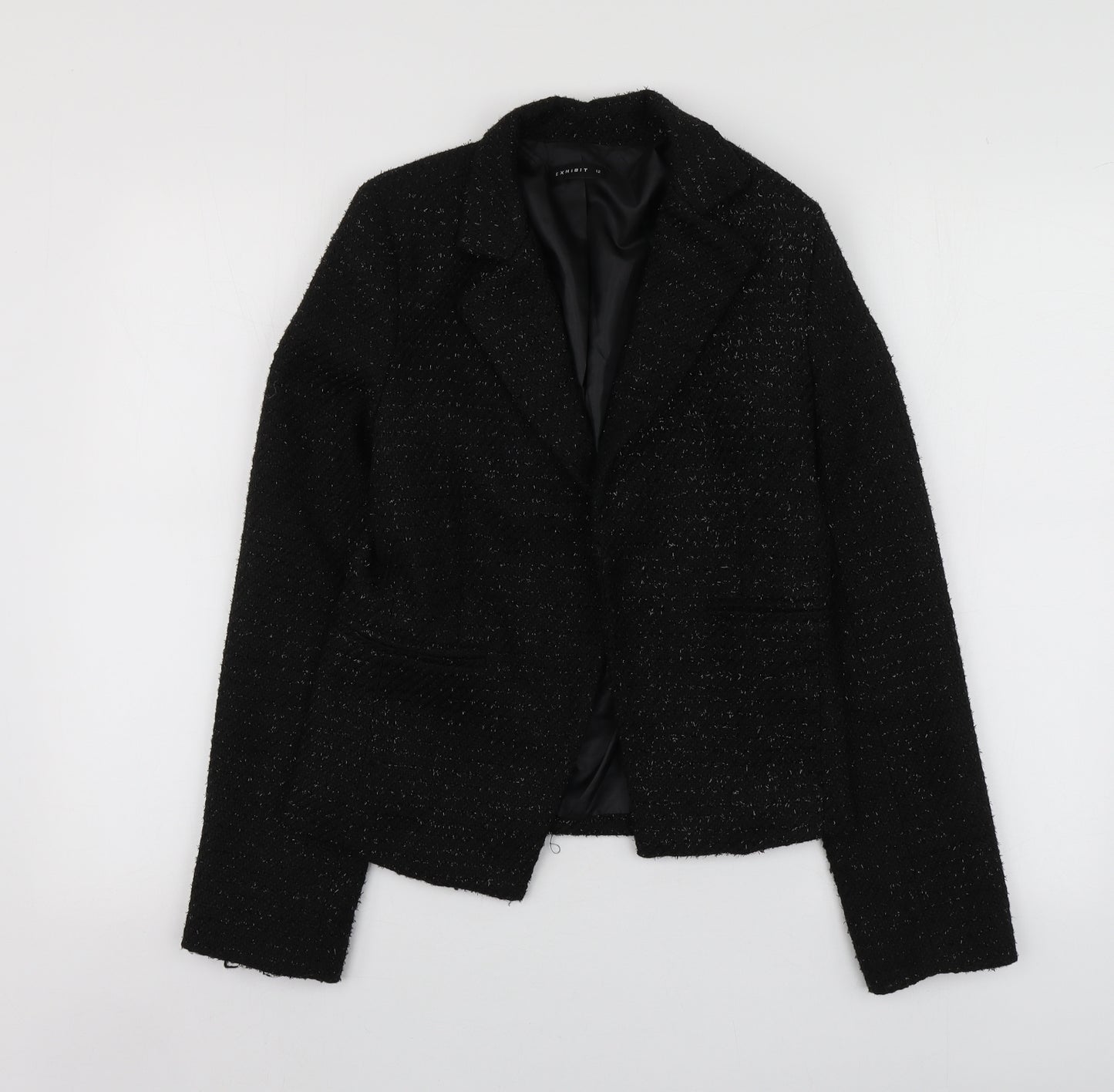 Exhibit Womens Black  Polyester Jacket Suit Jacket Size 12