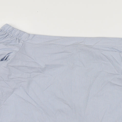 Dorothy Perkins Womens Blue Striped Cotton Basic Blouse Size 16 Square Neck