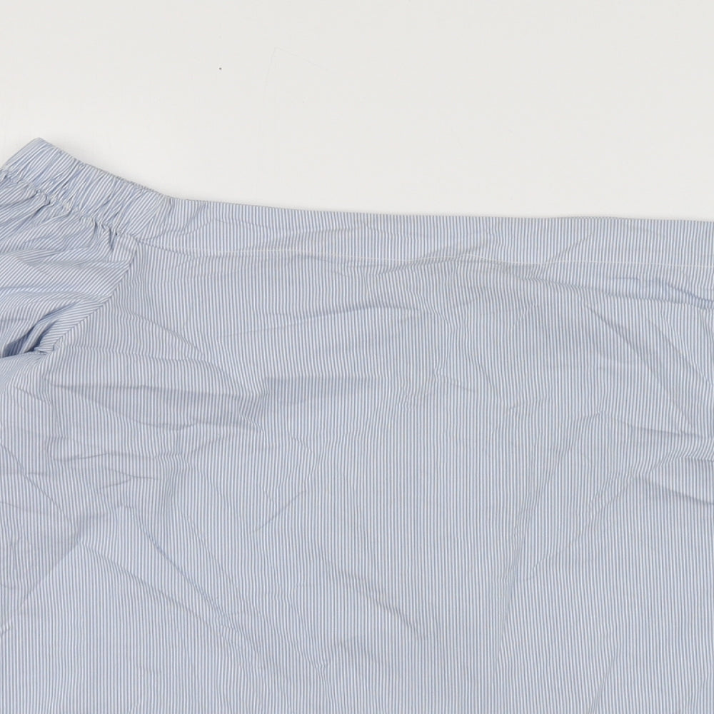Dorothy Perkins Womens Blue Striped Cotton Basic Blouse Size 16 Square Neck