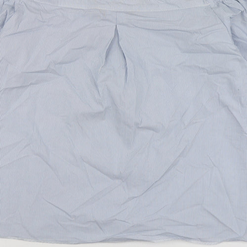 Dorothy Perkins Womens Blue Striped Cotton Basic Blouse Size 16 Square Neck