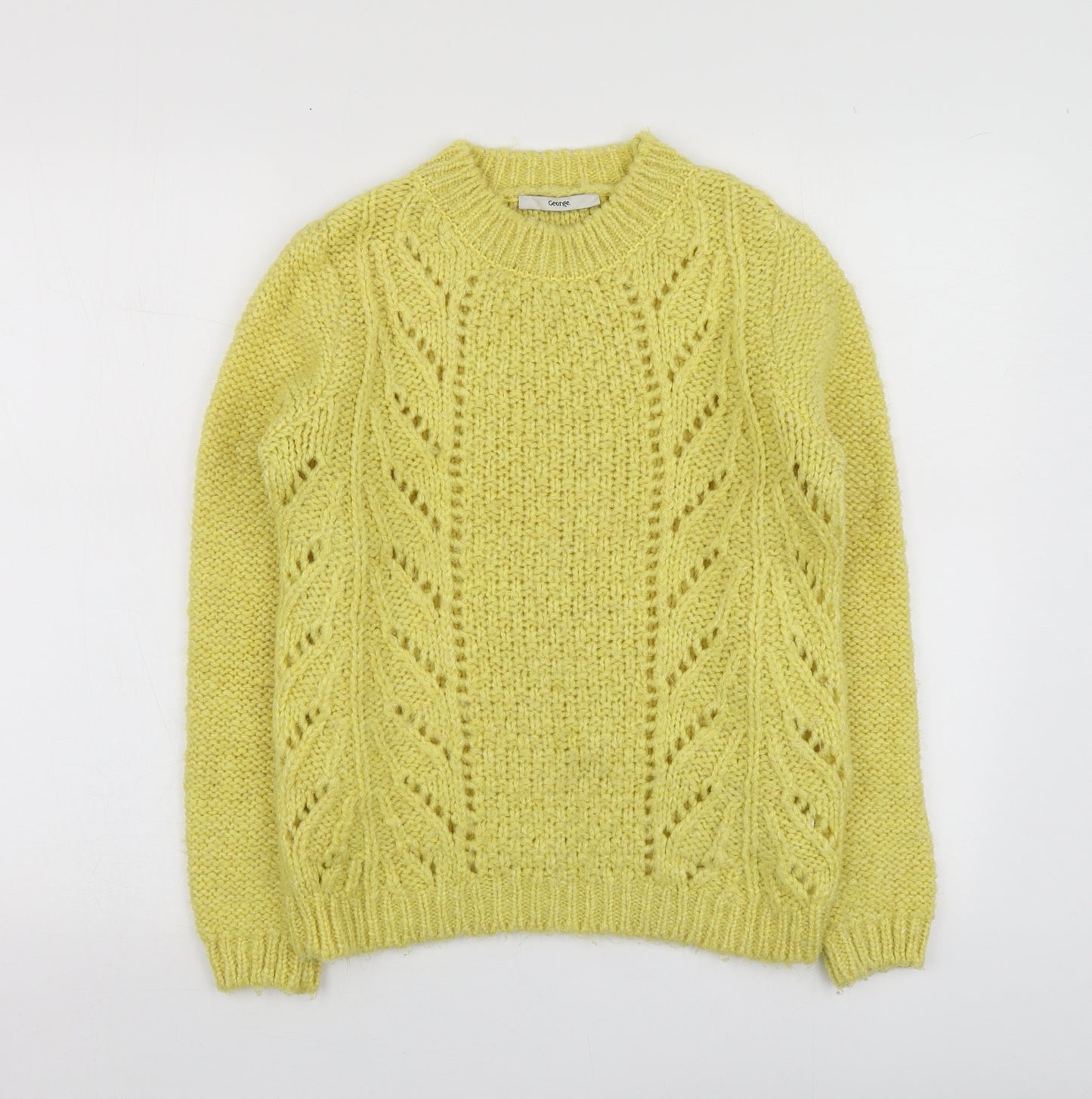 George Womens Yellow Round Neck  Acrylic Pullover Jumper Size 8