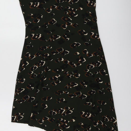 Diffuse Womens Green Animal Print Polyester Trapeze & Swing  Size 10  V-Neck
