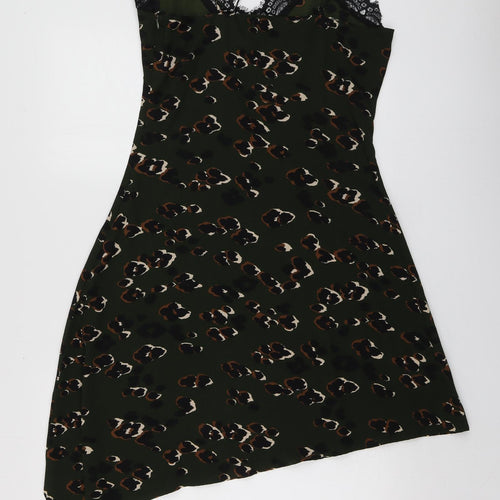 Diffuse Womens Green Animal Print Polyester Trapeze & Swing  Size 10  V-Neck