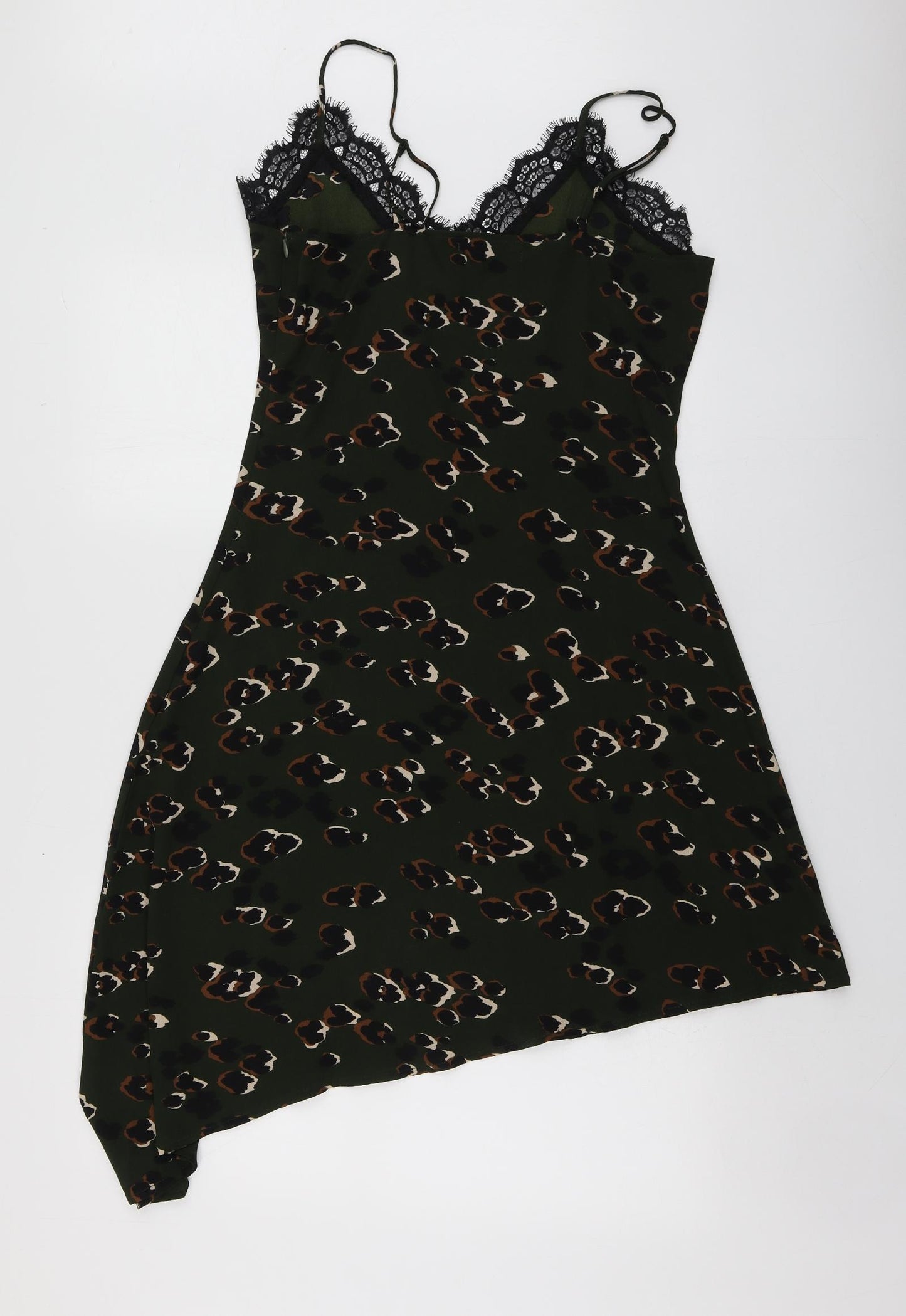 Diffuse Womens Green Animal Print Polyester Trapeze & Swing  Size 10  V-Neck