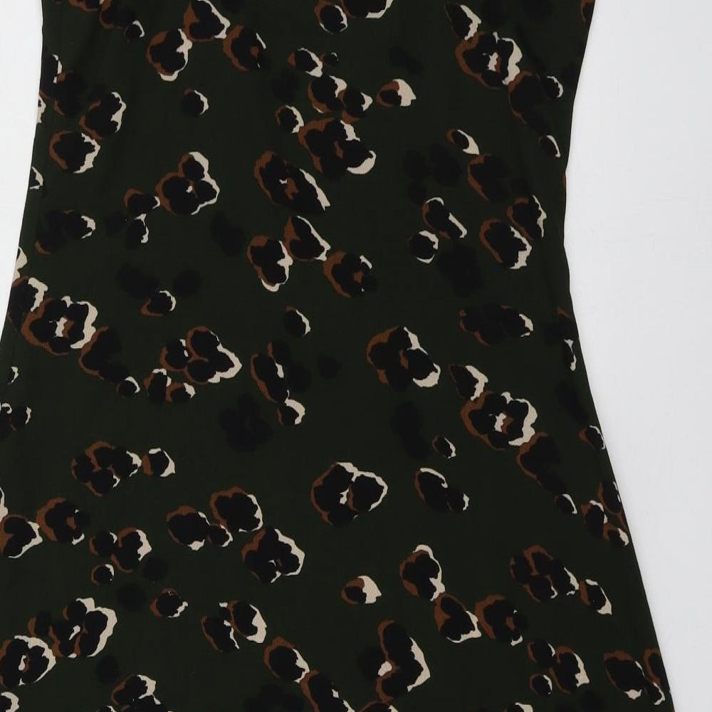 Diffuse Womens Green Animal Print Polyester Trapeze & Swing  Size 10  V-Neck