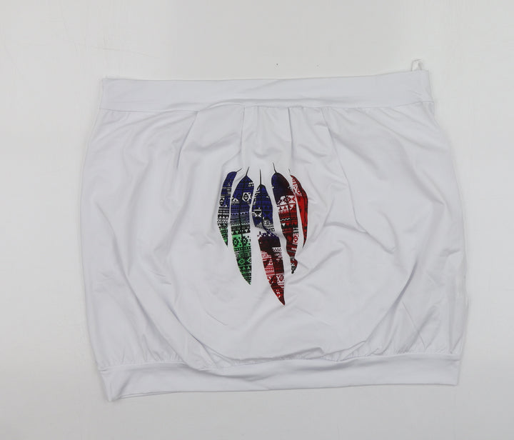 Yoins Womens White Geometric Polyester Basic T-Shirt Size 2XL Square Neck