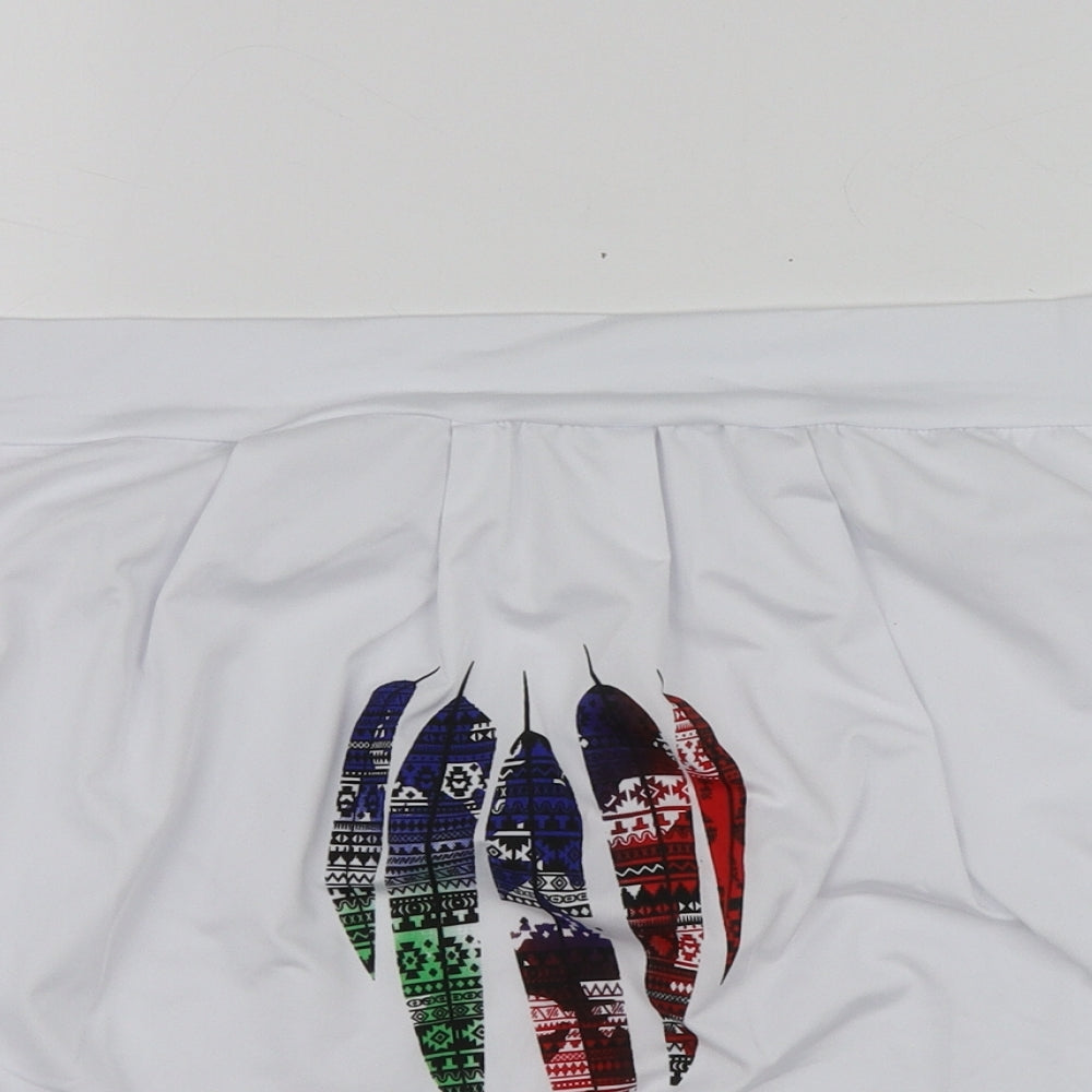 Yoins Womens White Geometric Polyester Basic T-Shirt Size 2XL Square Neck