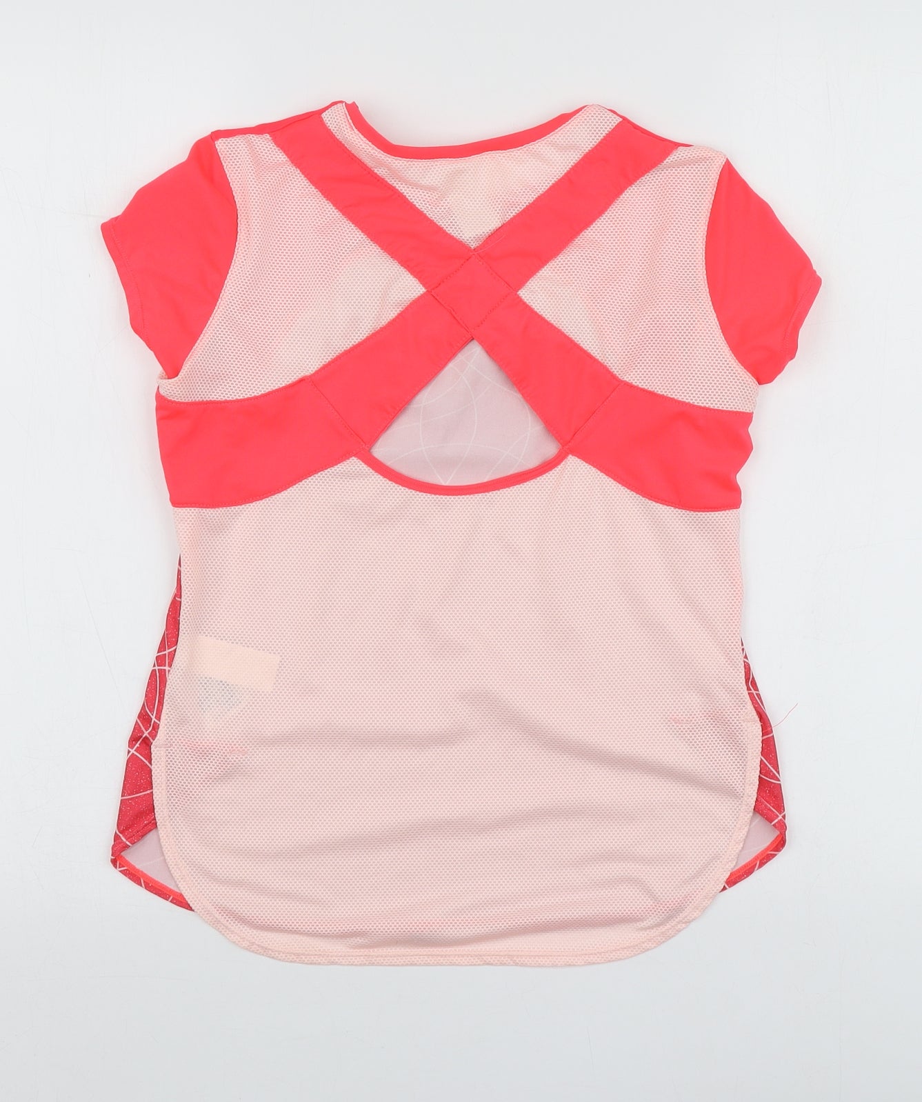 DECATHLON Girls Pink Geometric Polyester Basic T-Shirt Size 12-13 Years Round Neck